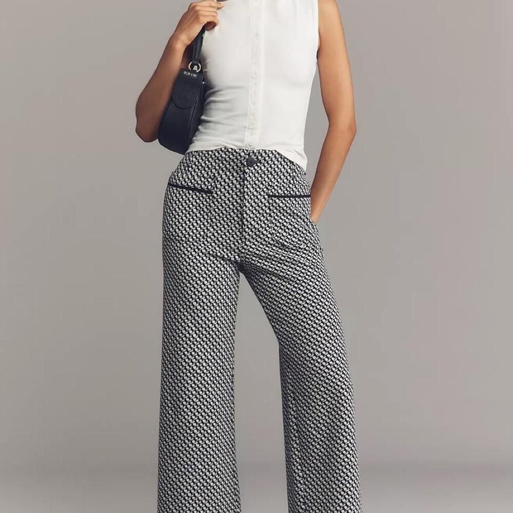 Maeve Women's The Colette Black and White Houndstooth Trousers